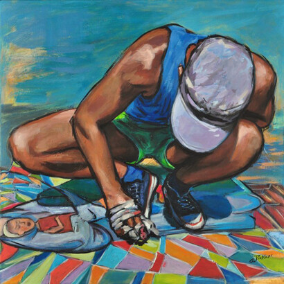 Oscar Piovosi, Ground 14.02, 2017, acrilico su tela, cm. 80X80.