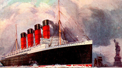 La nave statunitense Lusitania in una cartolina dell'epoca