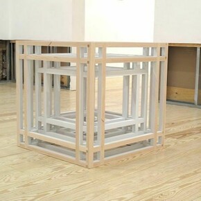 Adam Marnie, Inward Object II, 2013, maple, wood putty, spray paint, 24 x 24 x 24 inches