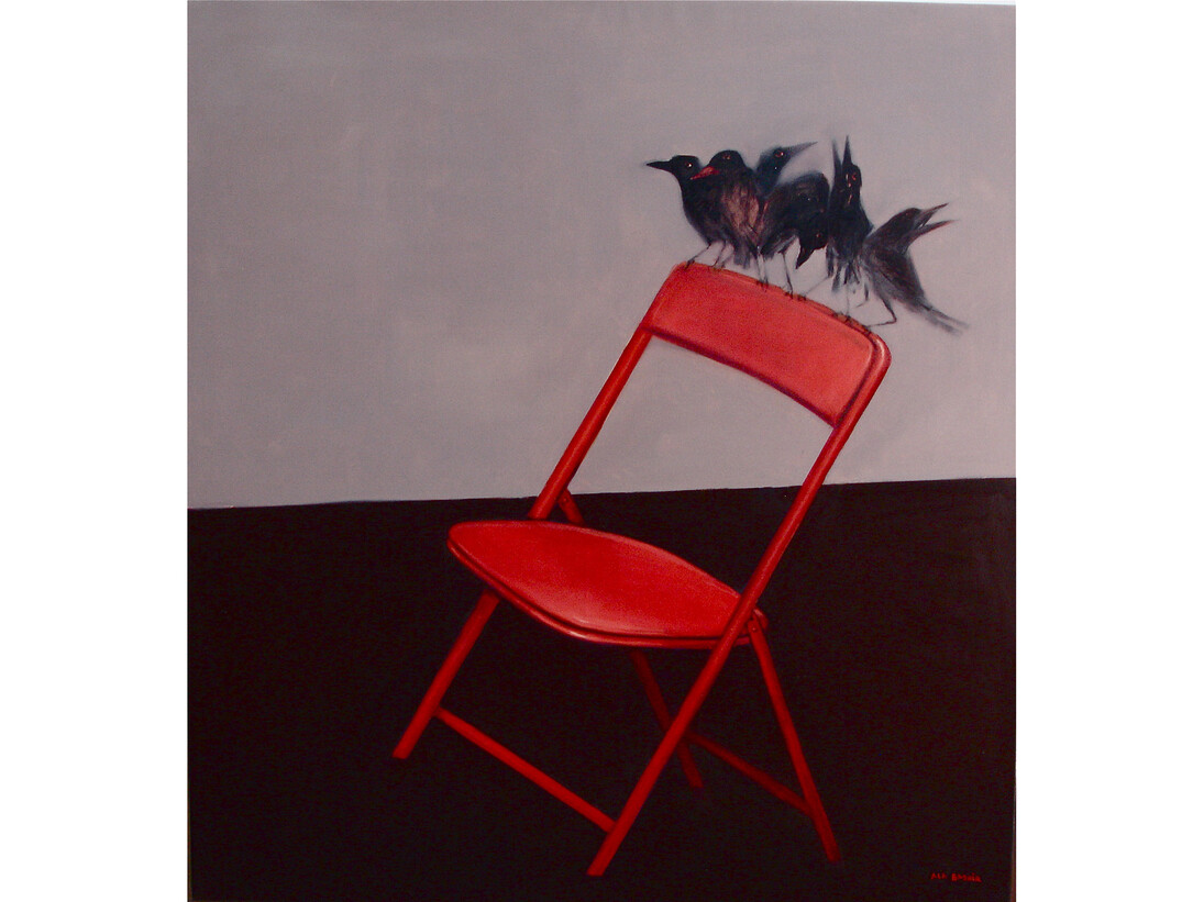 Ala Bashir, Waiting Chair, oil on canvas, 130 x 120 cm