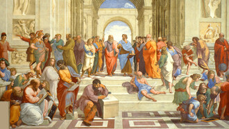 Rafael Sanzio; La escuela de Atenas, pintada entre 1510 y 1512, Palacio Apostólico de la Ciudad del Vaticano