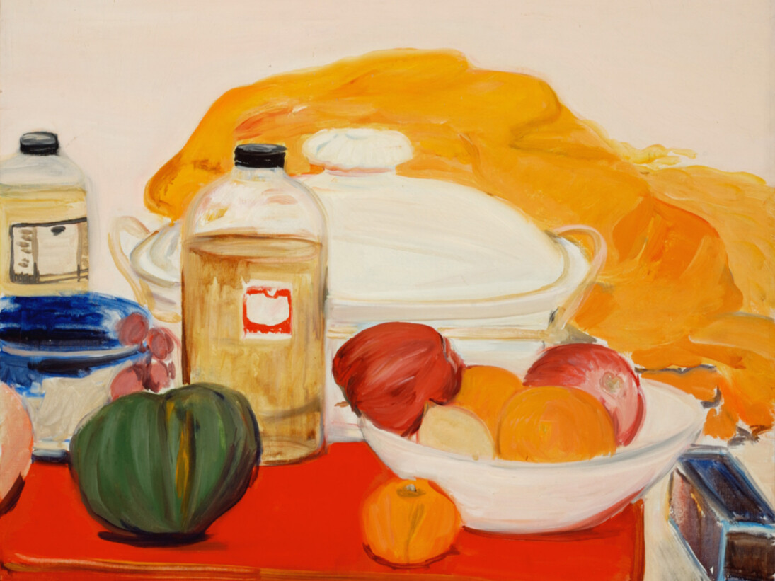 Jane Freilicher (American, born 1924), Bottles of Linseed Oil, 1967, Oil on canvas, 20 1/8 x 24 1/8 inches, Parrish Art Museum, Water Mill, N.Y., Gift of Larry Rivers
