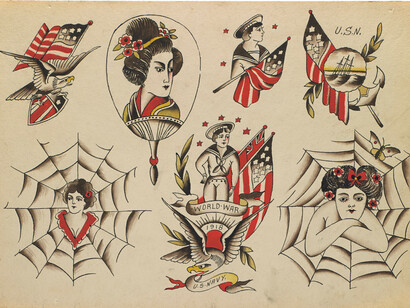 Artwork from 'Vintage Flash Tattoo: 100 Years of Traditional Tattoos from the Collection of Jonathan Shaw', published by powerHouse Books