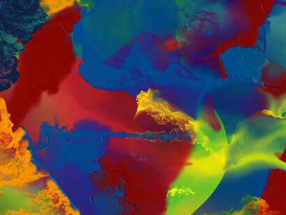 Abstract hues converging in a dance of destruction and rebirth