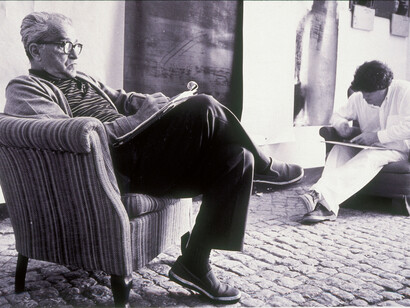 Alberto Olivetti e Pietro Ingrao,
Lenola (Latina), 1984,
Foto: Sergio Castellano


