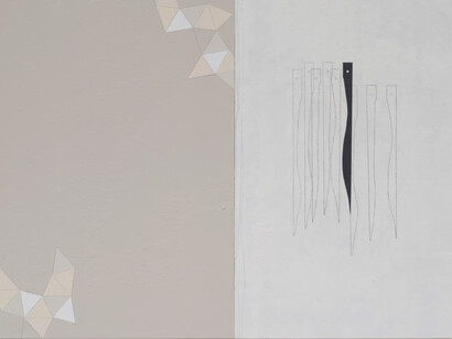 Tejat Prior, 2015
Acetato polivinílico, pigmentos, esmalte aquoso, gesso acrílico e grafite sobre tela de linho
150 x 200 x 6 cm