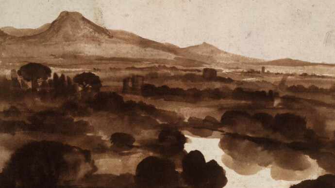 Claude Lorrain (1604/05–1682), Blick vom Monte Mario über den Tiber, um 1640