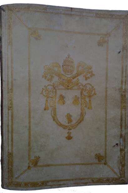 Legature, libro antico. Legatura con lo stemma del Cardinale Francesco Barberini (1597-1679)