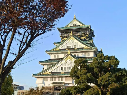 Osaka Castle lit by the afternoon sun, Osaka, Japan