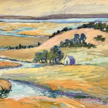 Gertrude Beals Bourne, Orange marshlands (detail), circa 1925. Courtesy of Childs Gallery