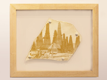 Balakhani Oil Wells, 1893, 2013. Azerbaijani oil and varnish on industrial floor paint with cast paint nuts and bolts