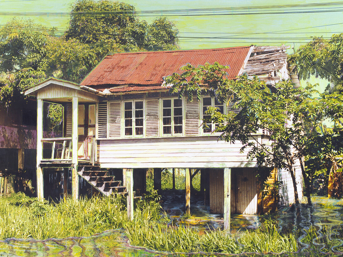 Hew Locke, Anira St., 2014, acrylic on C-Type photograph, 81.5 x 122 cm, 32 1/8 x 48 1/8 in, Image courtesy of the Artist and Hales Gallery, London, Copyright of the Artist