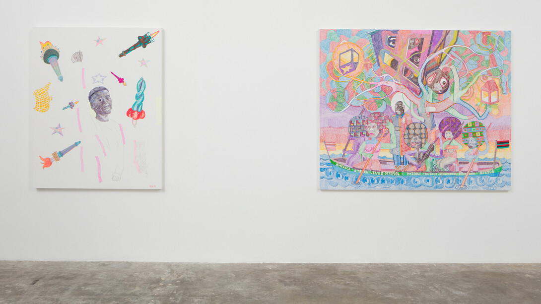 Installation view of Peter Williams: River of Styx, 2018. Photo by Michael Underwood. Image courtesy of Luis De Jesus Los Angeles.