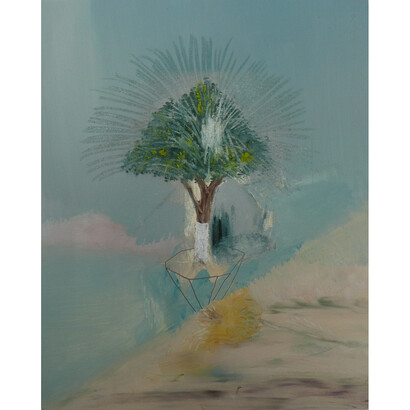 Petri Ala-Maunus, Floating tree and hermit's hut above hillside