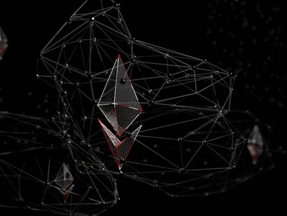 3D illustration of a network of Ethereum. Unlike NFTs, Ethereum is a fungible token 