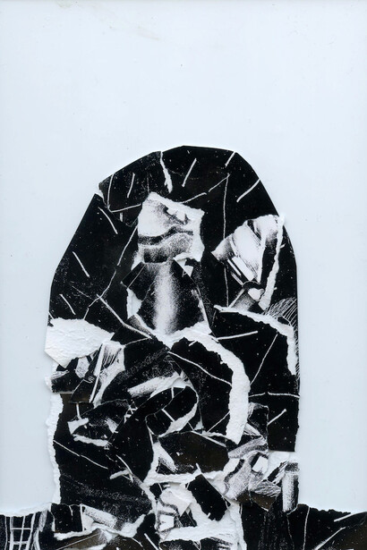 Jack G. Marshall, Hood, 2015, Perspex Sheets, paper, 21 x 14. 8 cm