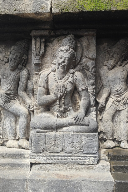 At Prambanan, Central Java, Indonesia, many wall reliefs and niches depict Shiva in different forms