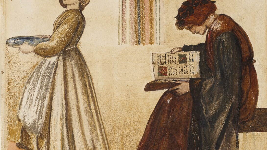 Edward Burne-Jones, Study for “The Wedding Feast of Sir Degrevaunt” (for William Morris’ Red House), 1860 © NGC