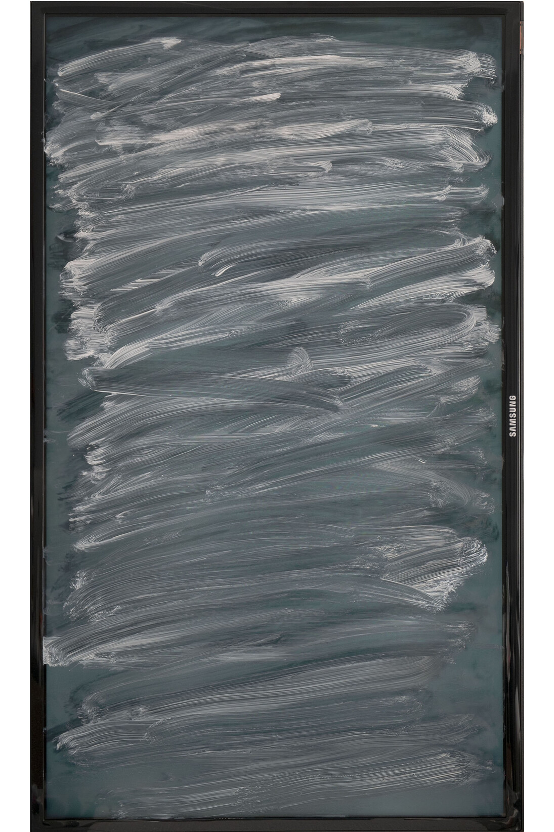 Ken Okiishi 2, gesture/data (feedback), 2015, Oil Paint on flat-screen television, feedback .mp4 files (color, silent), 92.5 x 54.4 x 9.4 cm, 36 3/8 x 21 3/8 x 3 3/4 inches © the artist. Courtesy Pilar Corrias, London 
