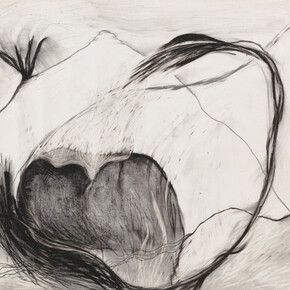 Laura Anderson Barbata, Antiguo luto, 1993, charcoal, graphite, and pastel on canvas, 50 1-2x58 1-2 inches, photo by Pierre Le Hors. Courtesy the artist and Marlborough New York