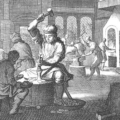 Christoph Weigel, "Il coniatore", 1698, Deutsche Fotothek. Alcuni vedono nel signoraggio una forma di potere occulto: chi controlla la moneta controlla il mondo