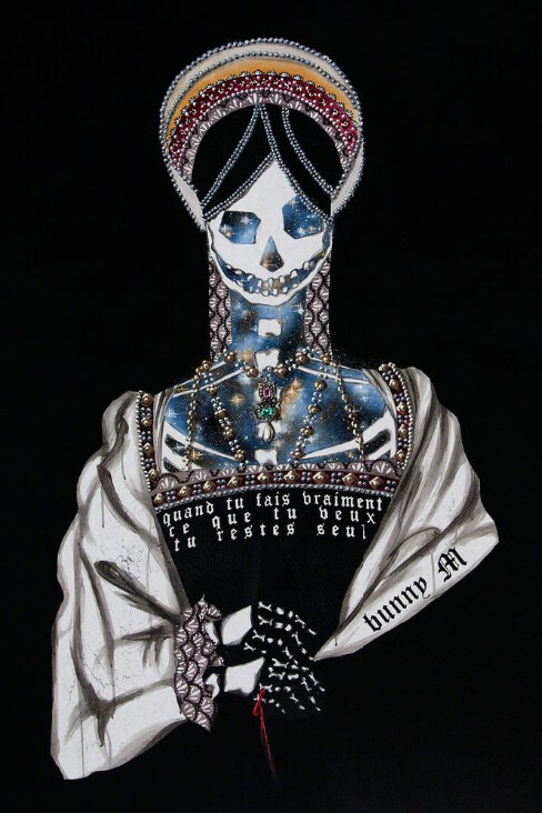 Bunny M, Queen Catherine, 2014, mixed media on paper mounted to panel, 60 × 48 in., 152.4 × 121.9 cm