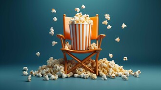 Popcorn resting on a cinema chair, symbolizing the essence of movies and the film industry