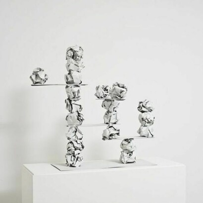 Matt Johnson, Paper Sculpture 3 (Poodle), 2013, Brass, solder, paint, 61.6 x 66.7 x 31.1 cm, 24 1/4 x 26 1/4 x 12 1/4 ins, Copyright The Artist, Courtesy Alison Jacques Gallery, London