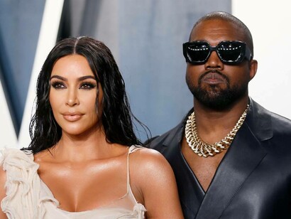 Kim Kardashian and Kanye West in happier times, attending the Vanity Fair Oscar Party in February 2020