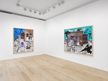 Carroll Dunham, Open studio and empty spaces, exhibition view. Courtesy of Galerie Max Hetzler