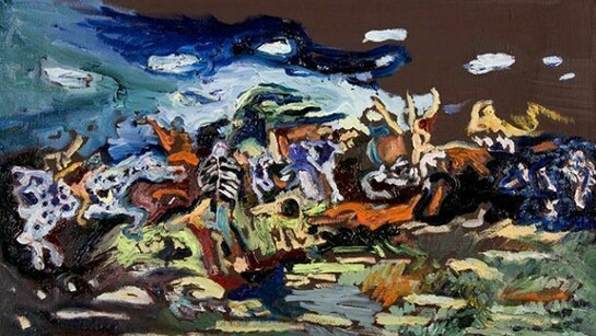 Paola Angelini, Origine delle battaglie, 2014, olio su lino, 30 x 40cm