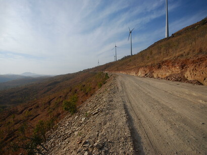 Windmill-related damage in southern India - centralised RE projects in stimulus package will increase damage © Ashish Kothari