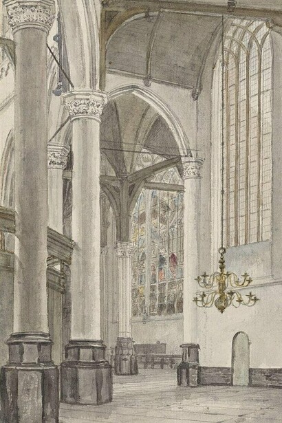 "Describiendo el interior de la Oude Kerk", Schouten, H. P., 1818