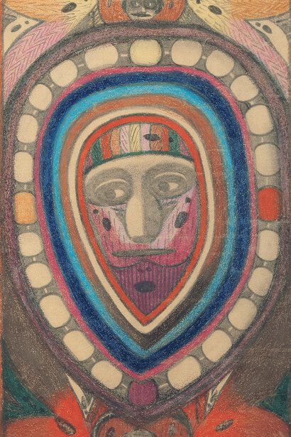 Adolf Wolfli, Christoph Kolombus, 1930, mine de plomb et crayon de couleur sur papier, inscriptions au dos, 32 x 20,5 cm. Collection abcd 

