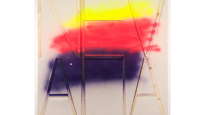 John Phillip Abbott, “Nevada,” 2015, Spray paint and wood on canvas, 36 x 30 inches