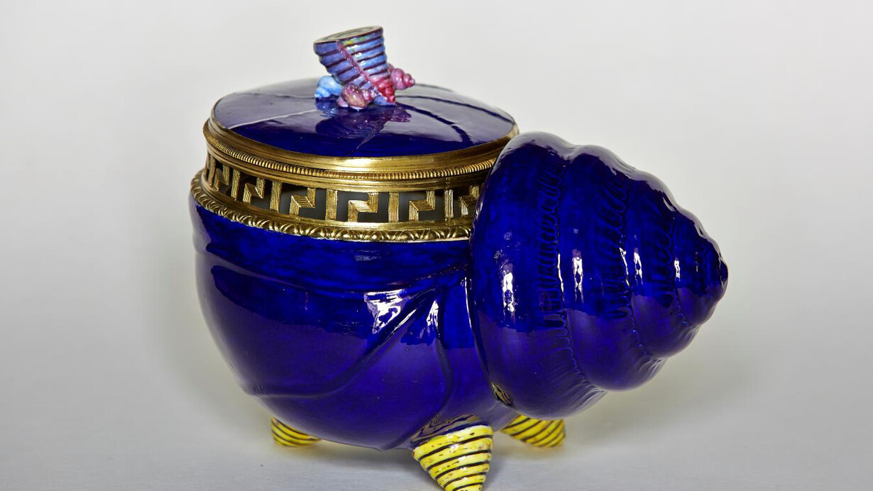 Sèvres Porcelain Manufactory (French, est. 1756). Pair of Pot-Pourris in the form of a Snail, 1763–68. Soft-paste porcelain. Marquess of Cholmondeley, Houghton Hall. Photo: Pete Huggins, by kind permission of Houghton Hall