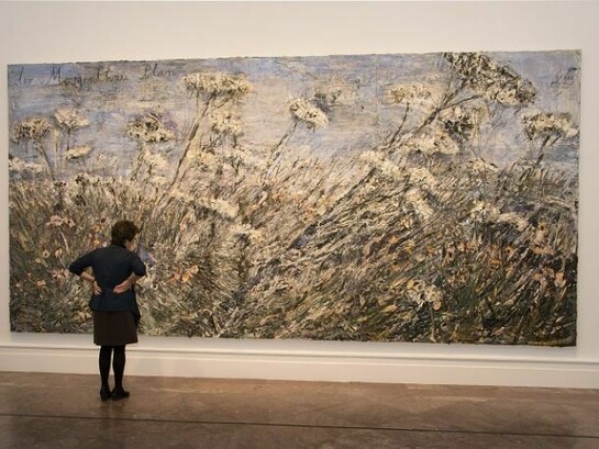 Installation view of Anselm Kiefer, German, , born 1945, der Morgenthau Plan, 2012, Emulsion and acrylic on photograph on canvas, Overall: 110 x 224 inches (279.4 x 568.96 cm). Photograph by Tom Loonan