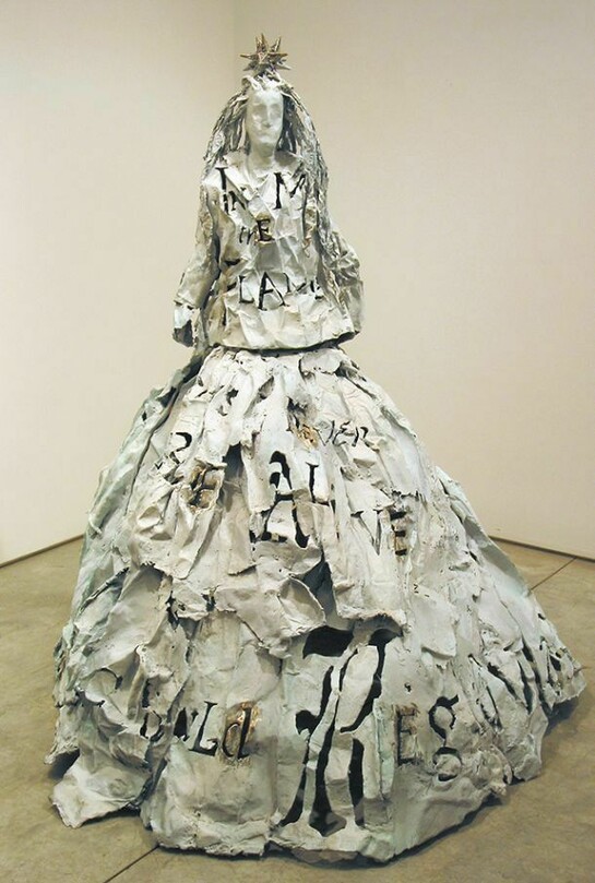 Lesley Dill, Woman in Star Dress, 2011, Unique cast bronze, 62 x 52 x 52 inches, Courtesy of the artist and George Adams Gallery, New York
