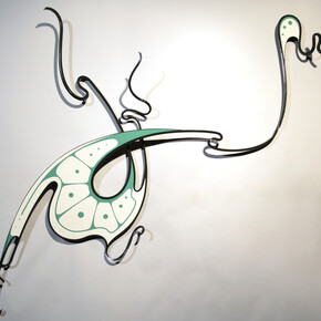 Luke Achterberg, Correlation, 2014, Automative paint on steel, 48 x 88 in.