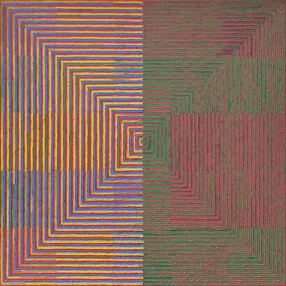 Brianna Bass,
As Way of Formation Between Phonetic Dust and Language, 2023,
Oil on canvas,
36 x 36 in. Courtesy of the artist and Red Arrow Gallery