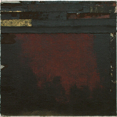 Luca Serra, El Embrujo del Hombre del Saco, calco in gomma acrilica e caucciù su tela, 105 x 105 cm