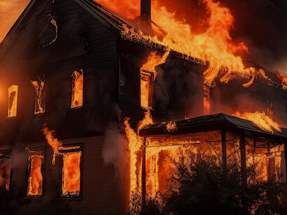 The blaze consumes everything in its path, much like the greed and euphoria that fueled the real estate bubble, leaving nothing behind but the smouldering remnants of shattered lives and lost fortunes in a once-booming frontier region