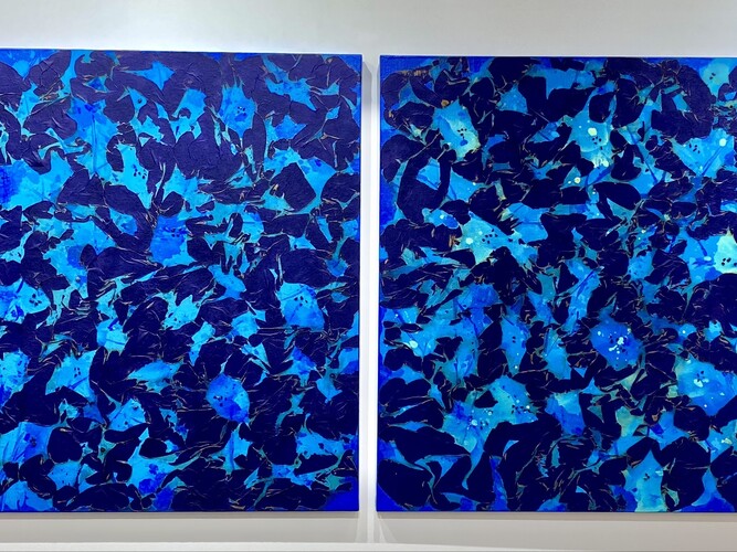 "Flame-Embracing Nature, No. 2206-9" & "Flame-Embracing Nature, No. 2206-10", 2022, Korean Paper (Hanji), Mixed Media