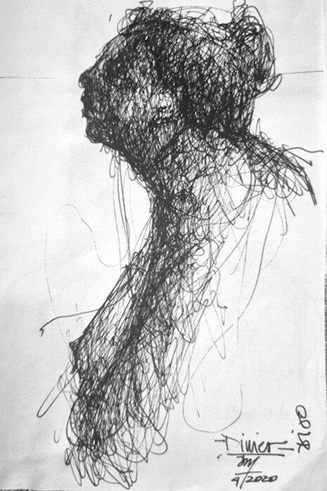 Dinier Matamoros Perfil, dibujo sobre papel
