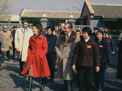 Pat and Richard Nixon on a tour during the visit to China