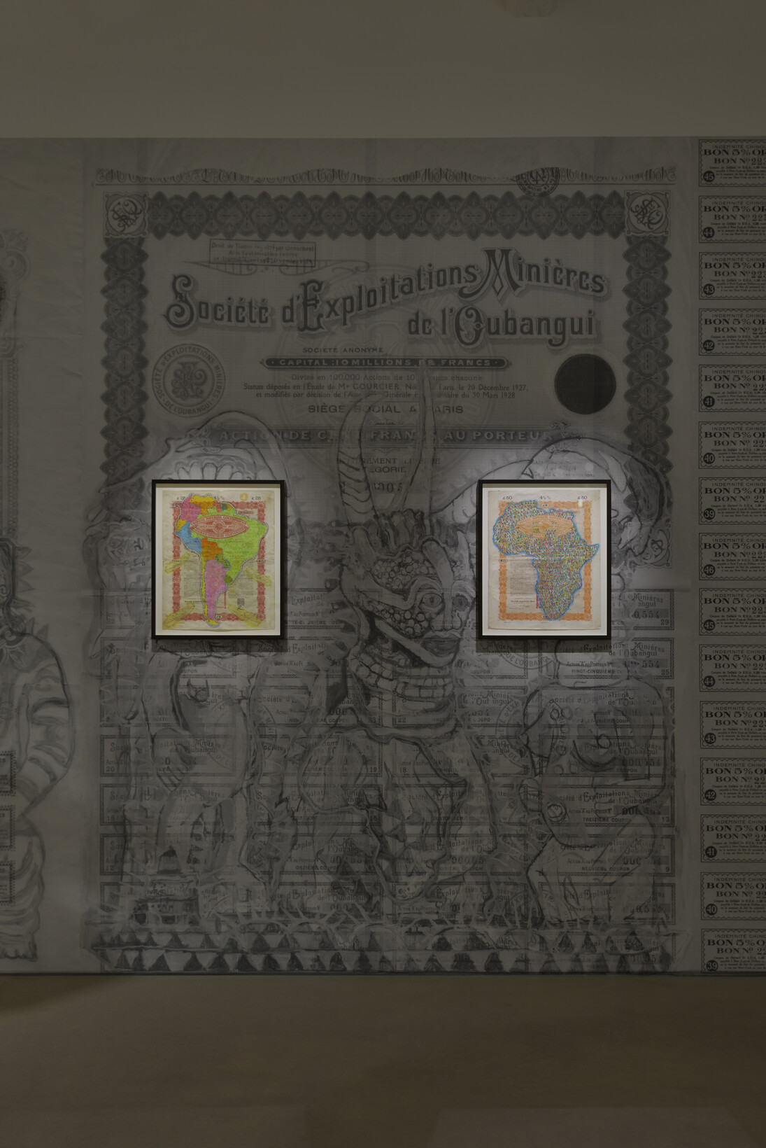 Hew Locke. Beyond the Sea Wall, Installation shot, Image courtesy of the Artist and Hales Gallery, London, Copyright of the Artist  