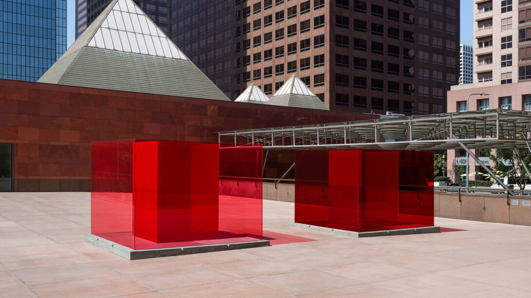 Larry Bell, Bill and Coo, exhibition view. Courtesy of MOCA Gallery