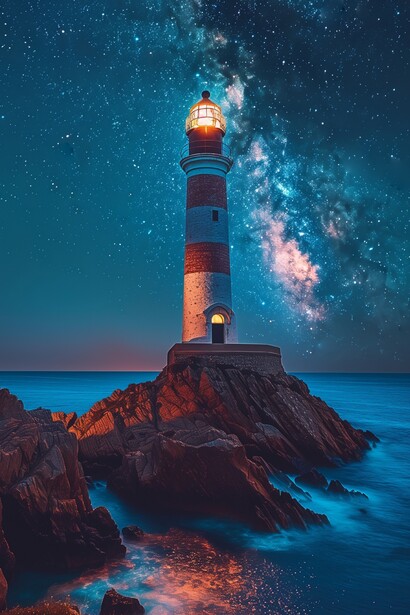 Un faro, eretto su un lembo inaccessibile di terra, è un luogo perfetto per saziare la necessità di quiete e riappropriarsi del mistero di una notte incantata  