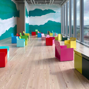 Mary Heilmann, Long line, exhibition view. Courtesy of Whitney Museum of American Art