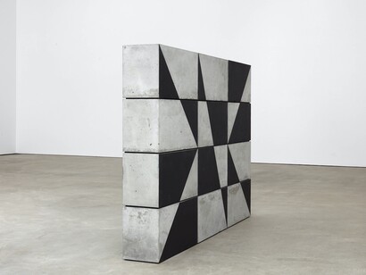 Eva Rothschild, Border, 2018, painted concrete, wood, foam, polystyrene, 172 x 242 x 32 cm, 67 3/4 x 95 1/4 x 12 5/8 ins, photography by Robert Glowacki, copyright the artist, courtesy Stuart Shave/Modern Art, London